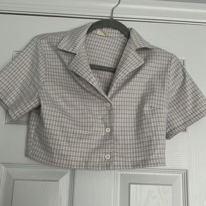 cropped brandy button down shirt